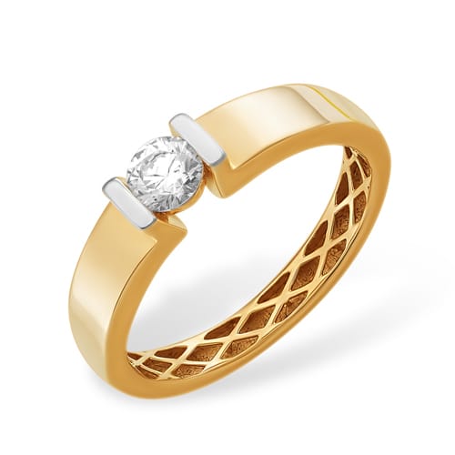 Кольцо из красного золота с фианитом