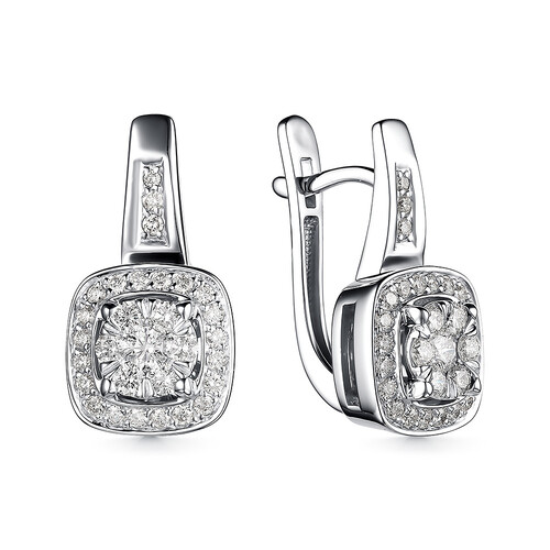 Ювелирное изделие - Серьги из белого золота с бриллиантами в магазине Best-Gold 042317