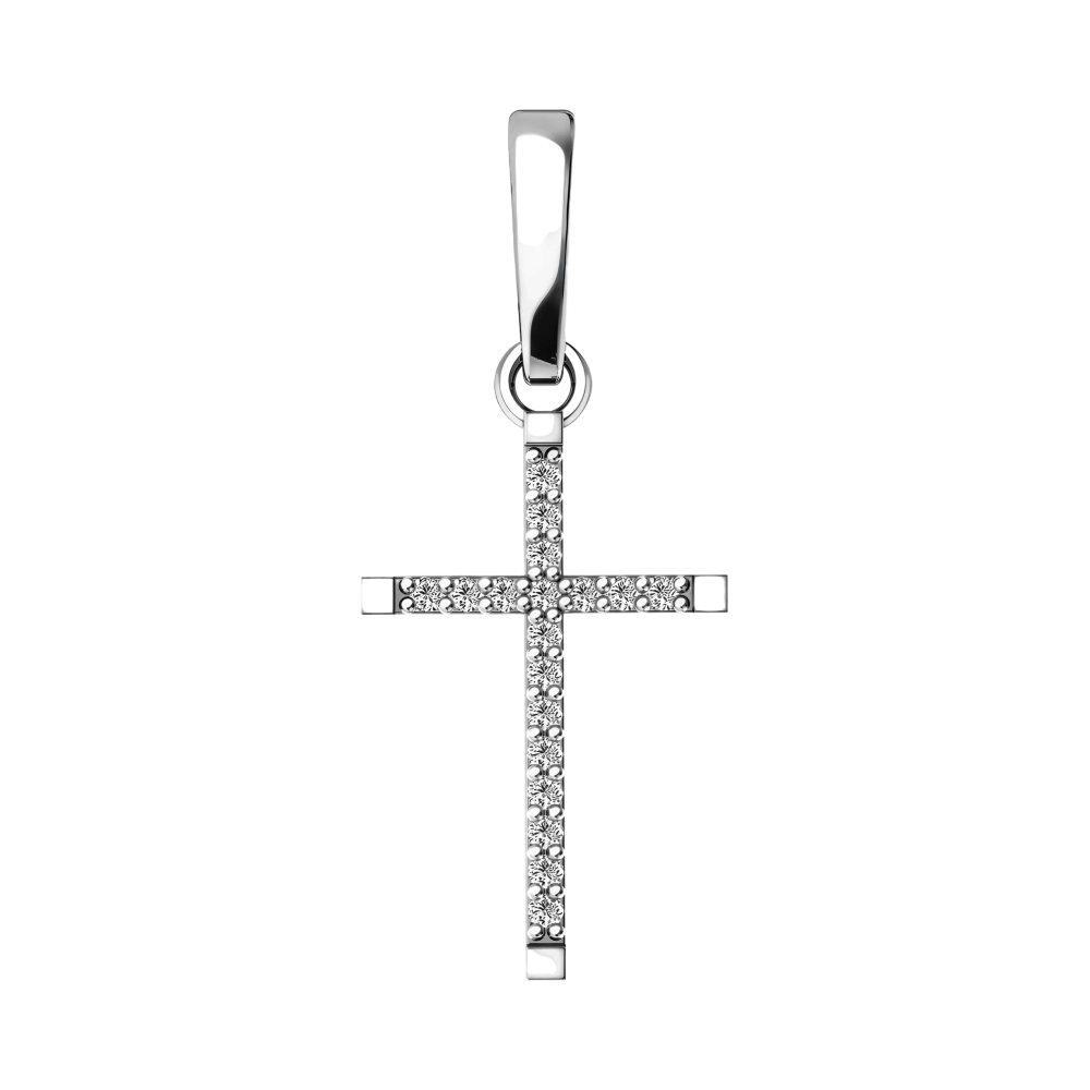 Ювелирное изделие - Крест из белого золота с фианитами в магазине Best-Gold 155993