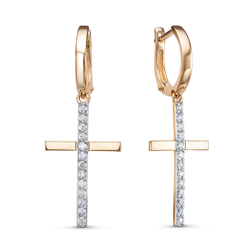 Ювелирное изделие - Серьги из красного золота с фианитами в магазине Best-Gold 128083