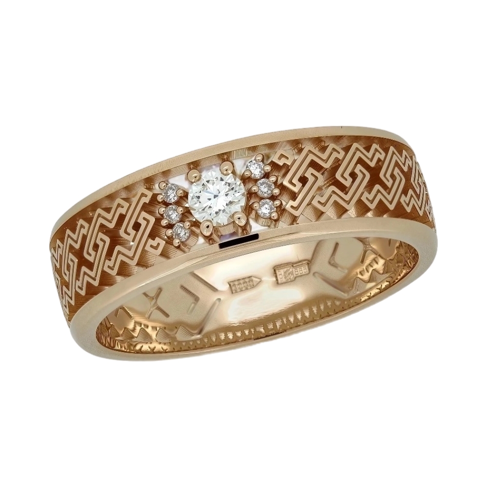 Ювелирное изделие - Обручальное кольцо из красного золота с бриллиантом в магазине Best-Gold 154296