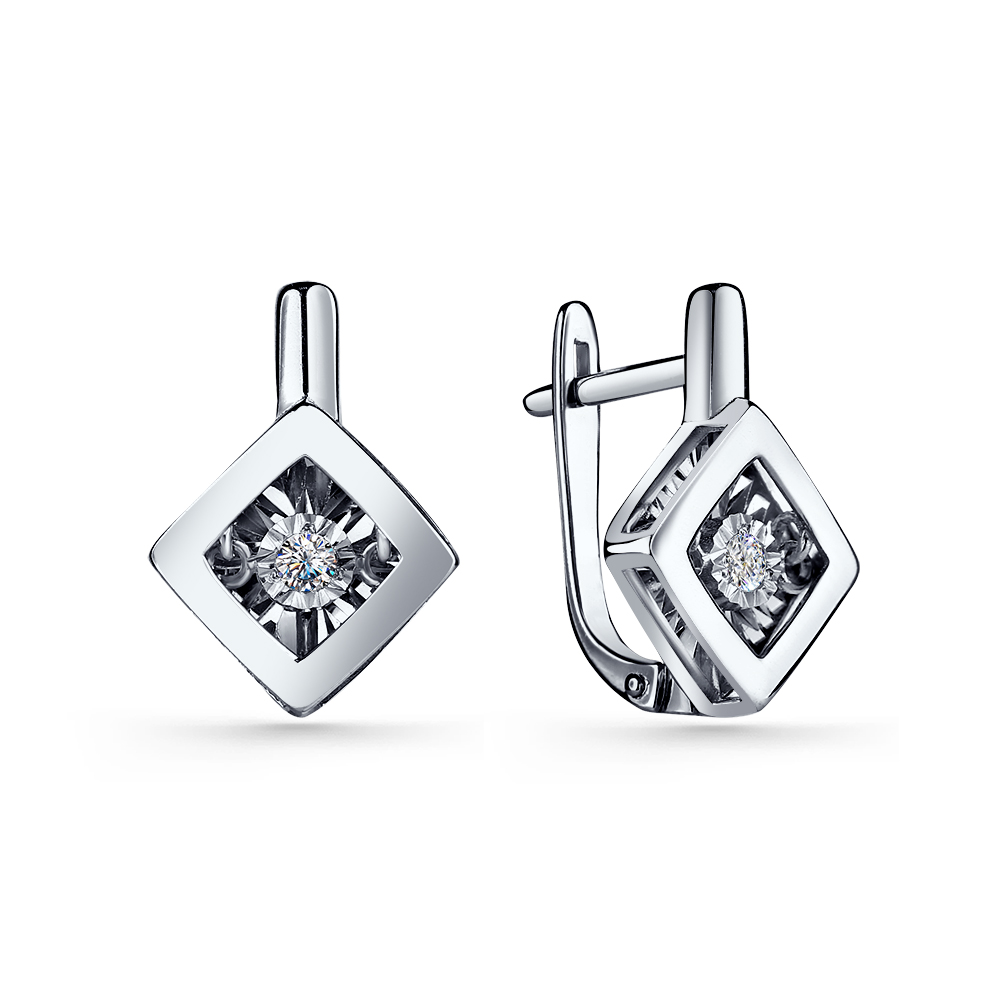 Ювелирное изделие - Серьги из белого золота с бриллиантам в магазине Best-Gold 139883