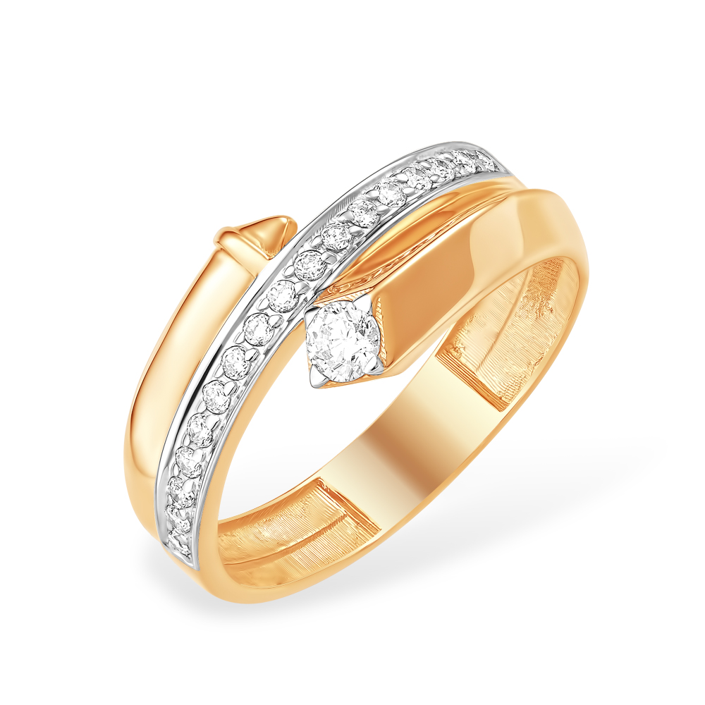 Кольцо из красного золота с фианитами