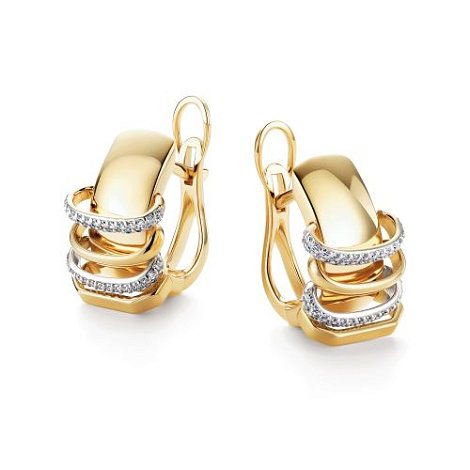 Серьги из желтого золота с бриллиантами