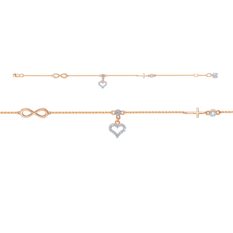 Ювелирное изделие - Браслет в красном золоте с фианитами в магазине Best-Gold 149439