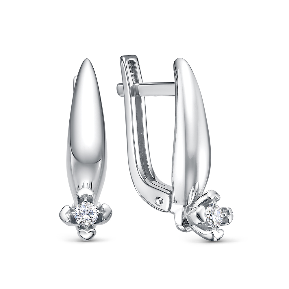 Ювелирное изделие - Серьги из белого золота с бриллиантами в магазине Best-Gold 141064