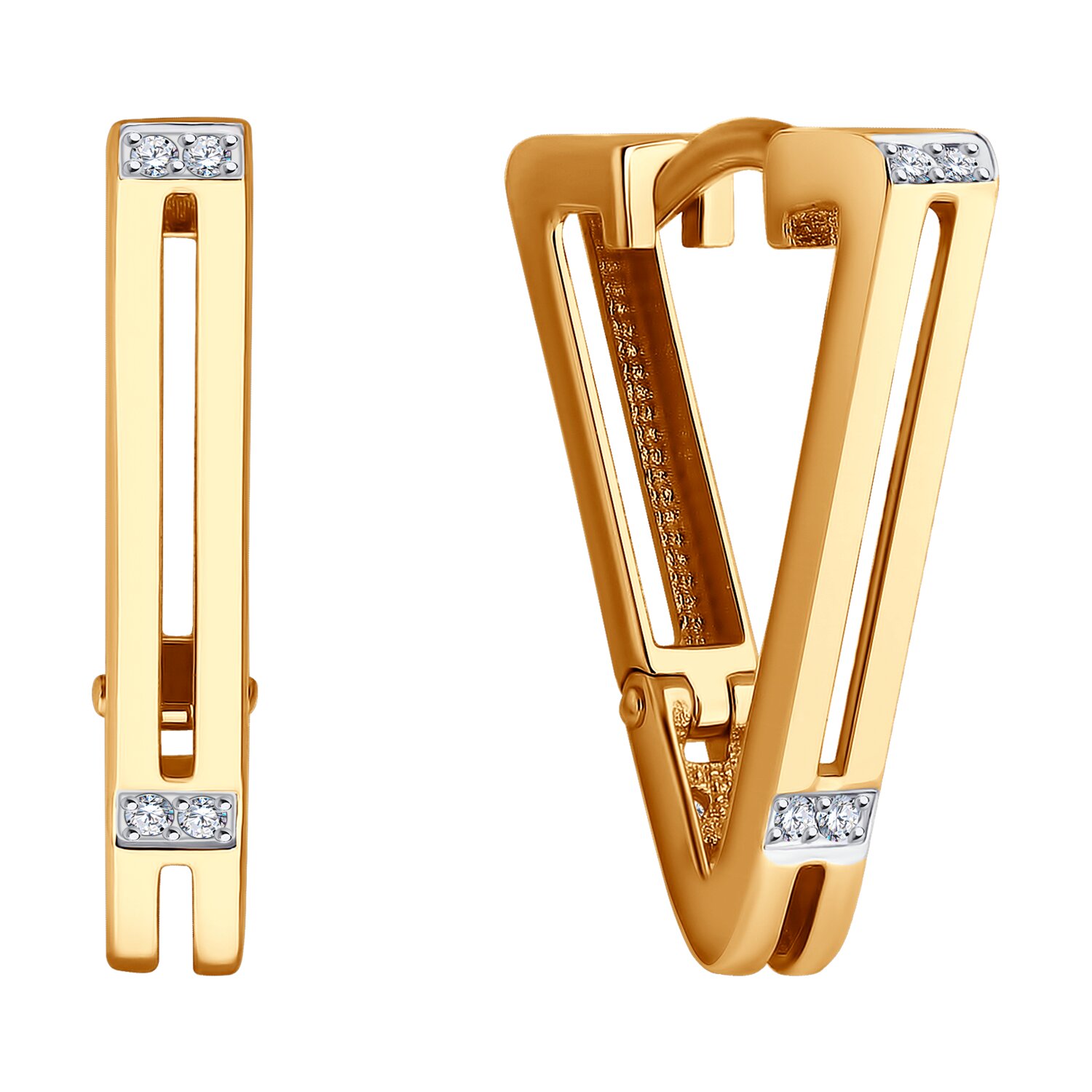 Ювелирное изделие - Серьги в красном золоте с фианитами в магазине Best-Gold 134675