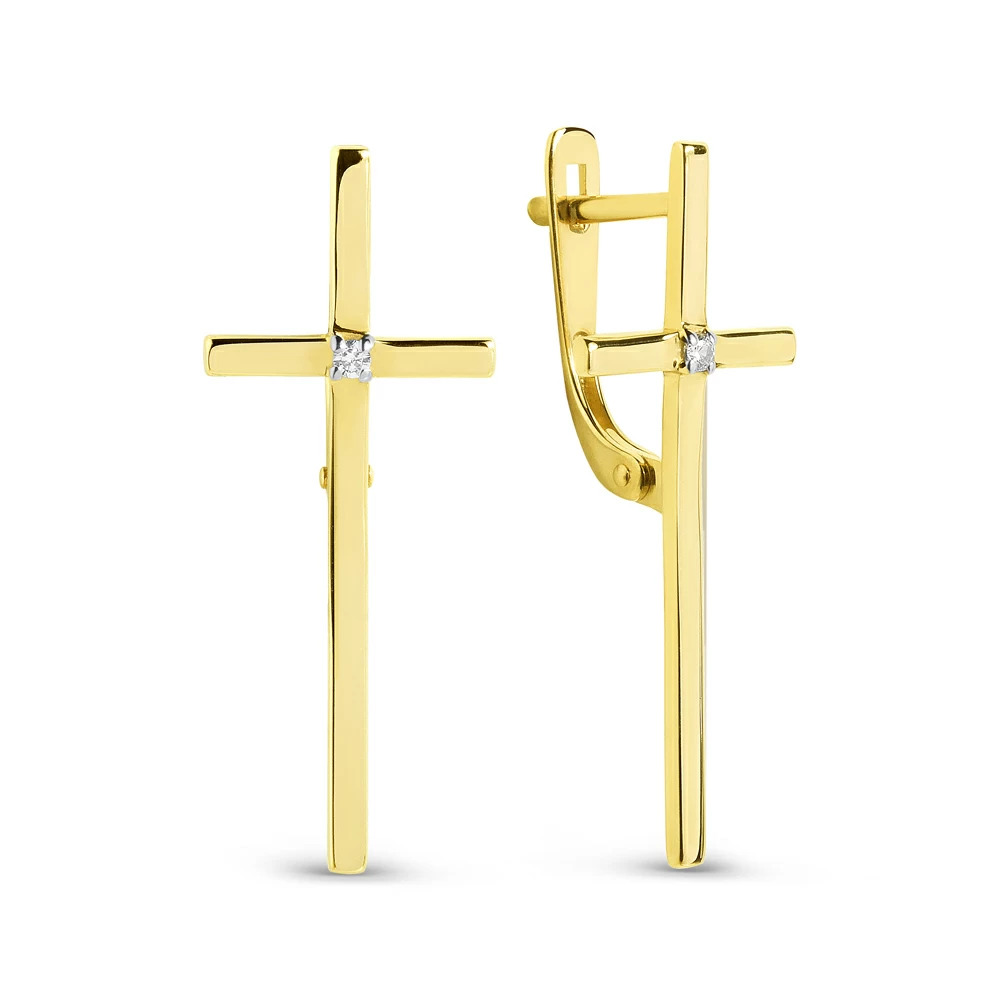 Ювелирное изделие - Серьги в желтом золоте с фианитами в магазине Best-Gold 046443