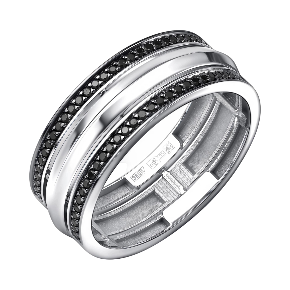 Ювелирное изделие - Обркчальное кольцо в белом золоте с бриллиантом в магазине Best-Gold 132335