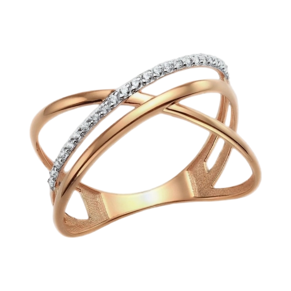 Кольцо из красного золота с фианитами