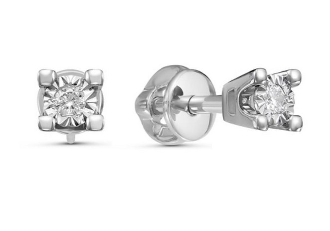 Ювелирное изделие - Серьги из белого золота с бриллиантами в магазине Best-Gold 148796