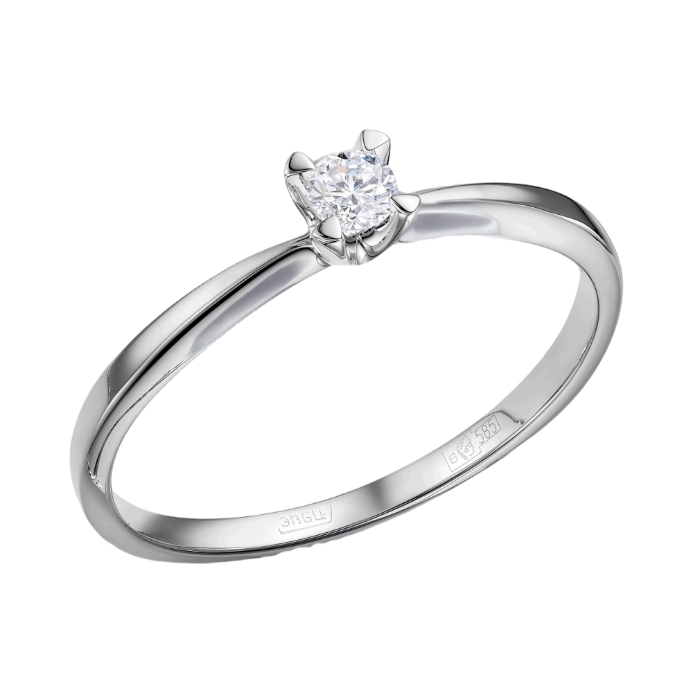 Ювелирное изделие - Помолвочное кольцо из белого золота с бриллиантом в магазине Best-Gold 145785