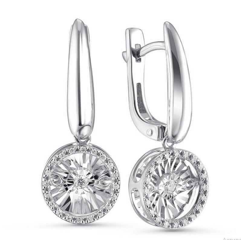 Ювелирное изделие - Серьги из белого золота с бриллиантами в магазине Best-Gold 108830