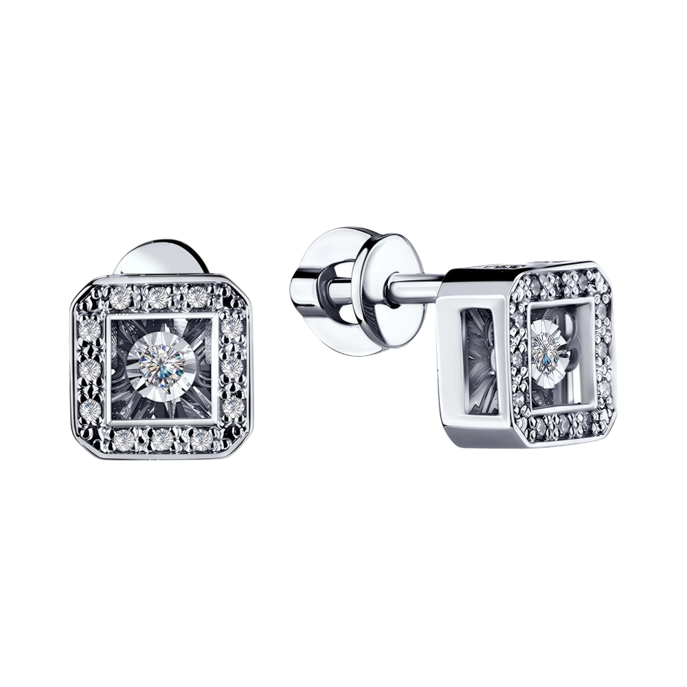 Ювелирное изделие - Серьги из белого золота с бриллиантами в магазине Best-Gold 156280