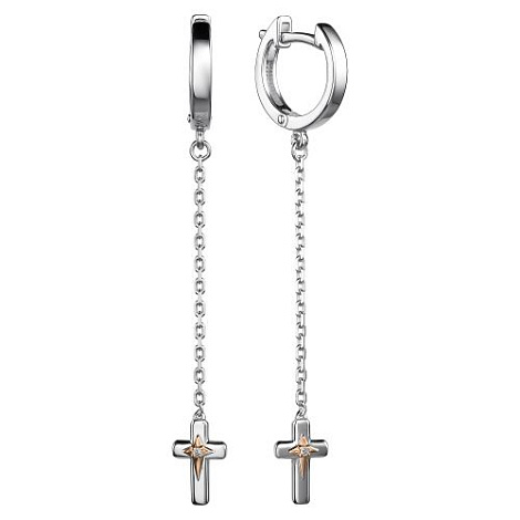 Ювелирное изделие - Серьги из серебра с бриллиантами и золотом в магазине Best-Gold 134726