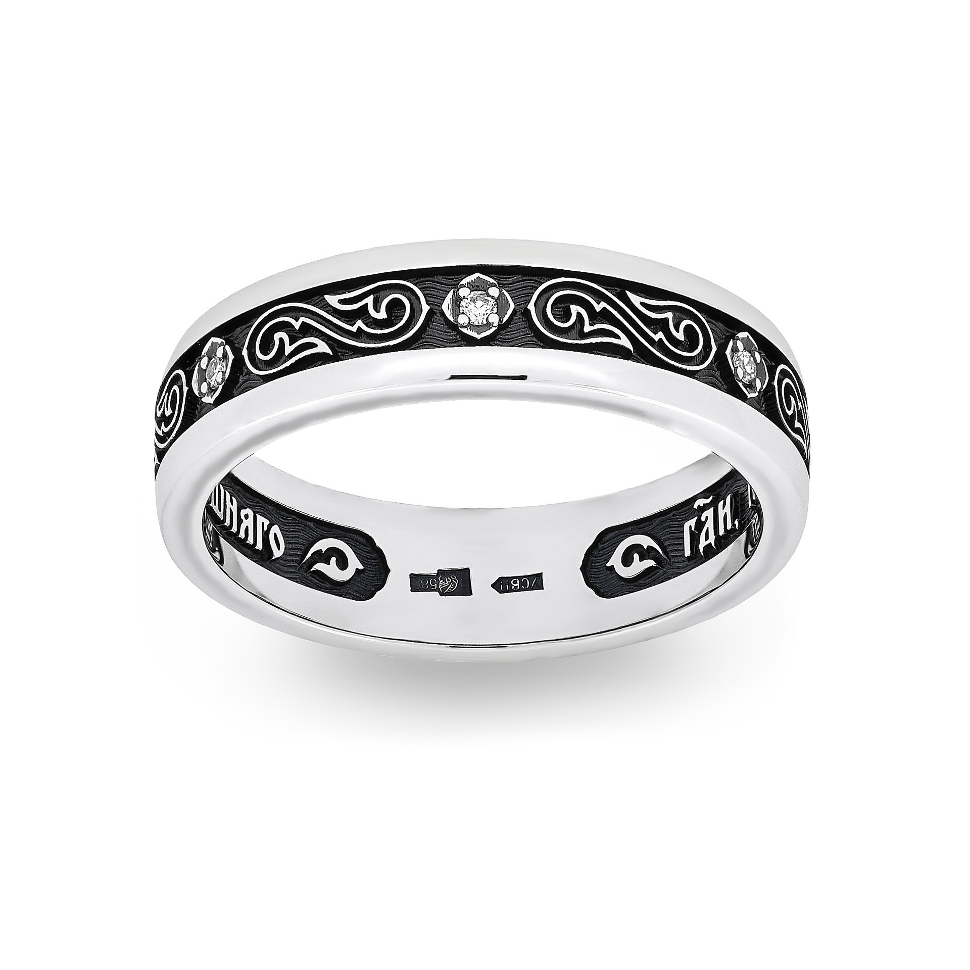 Ювелирное изделие - Обручальное кольцо из белого золота с бриллиантами в магазине Best-Gold 052529