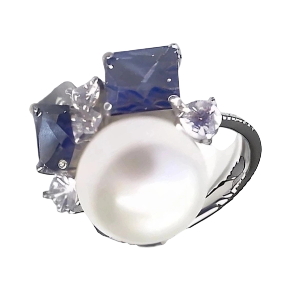 Ювелирное изделие - Кольцо из серебра со жемчугом и цирконами в магазине Best-Gold 150903