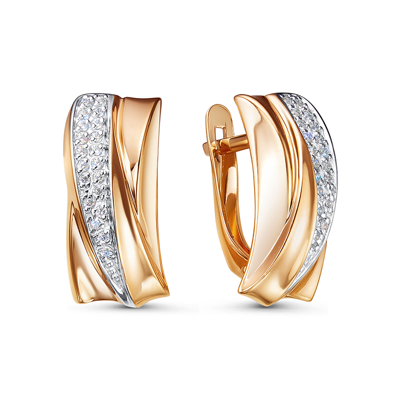 Ювелирное изделие - Серьги из красного золота с фианитами в магазине Best-Gold 133061