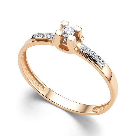 Ювелирное изделие - Кольцо помолвочное из красного золота с бриллиантами в магазине Best-Gold 158762