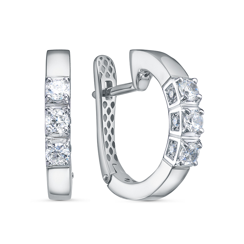 Серьги из серебра с фианитами
