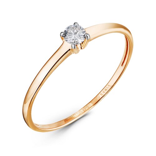 Кольцо помолвочное из красного золота с бриллиантом