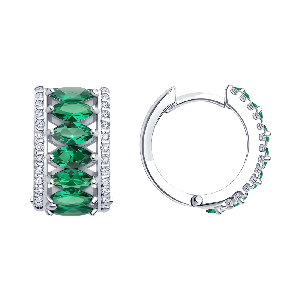 Ювелирное изделие - Серьги из серебра с ситаллом и фианитами в магазине Best-Gold 152561