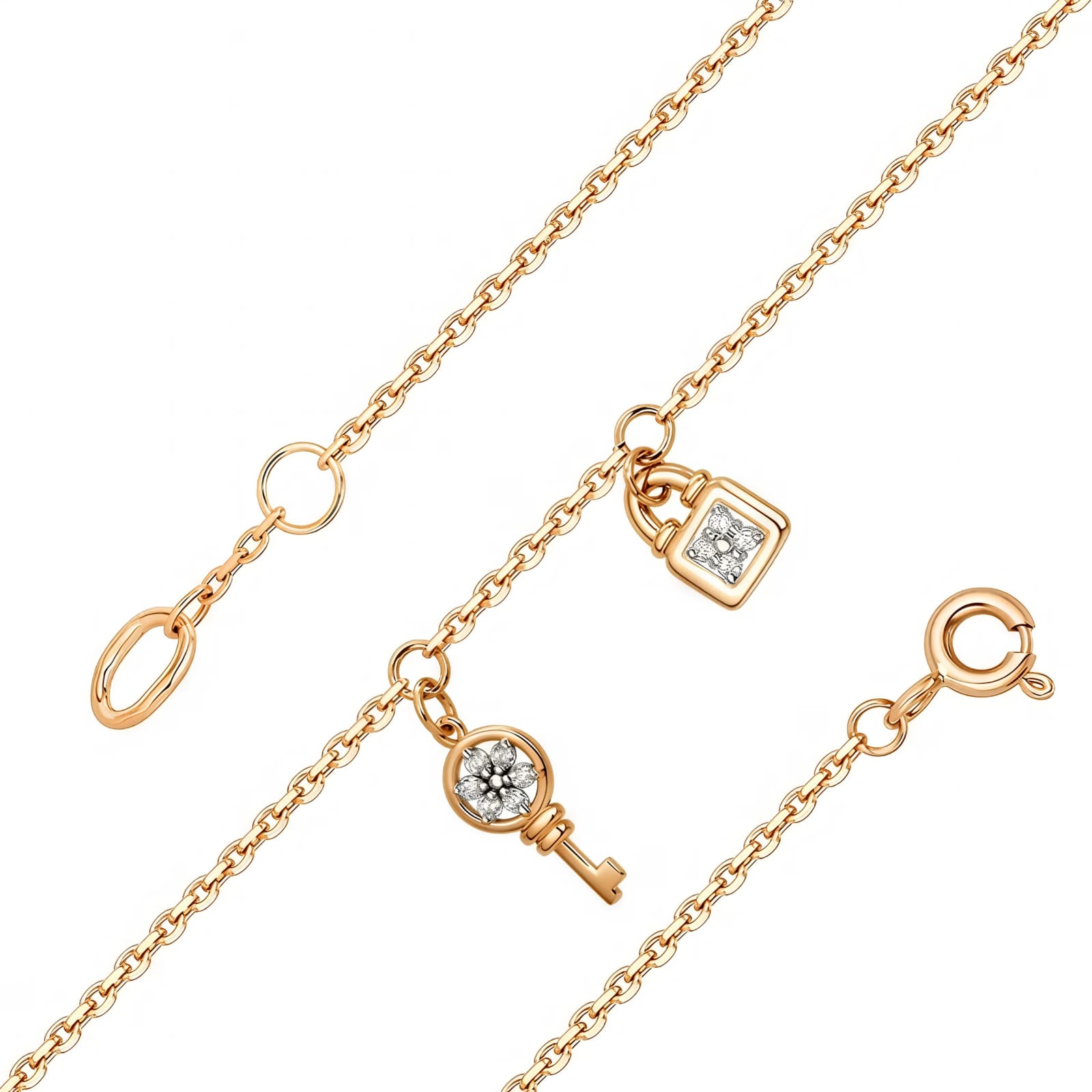 Ювелирное изделие - Браслет из красного золота с фианитами в магазине Best-Gold 155351