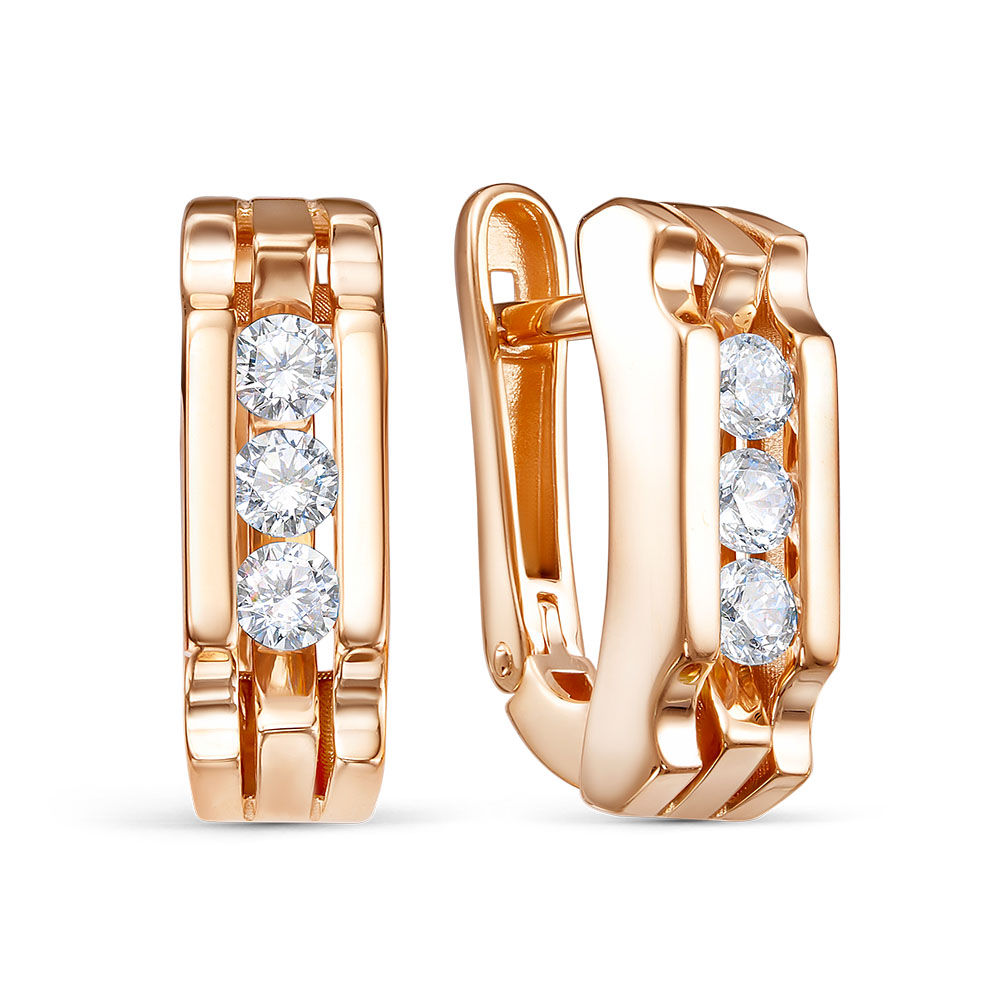 Серьги из красного золота с бриллианитами