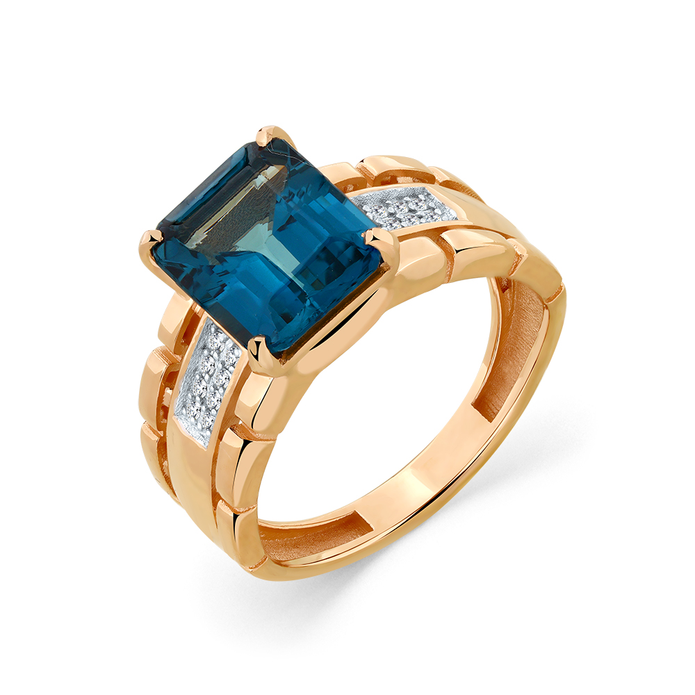 Ювелирное изделие - Кольцо из красного золота с Лондон топазом и фианитами в магазине Best-Gold 151664