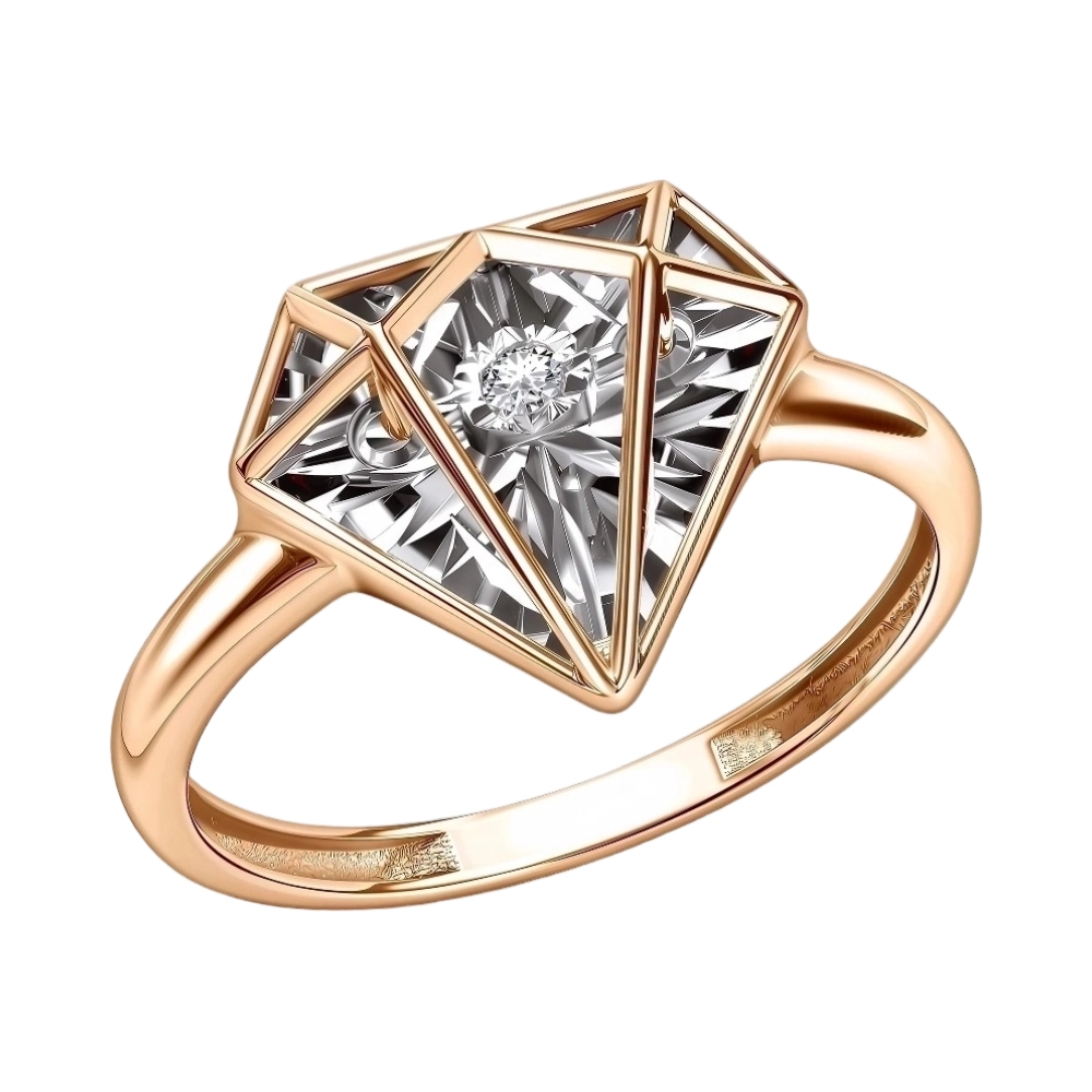 Кольцо из красного золота с бриллиантом