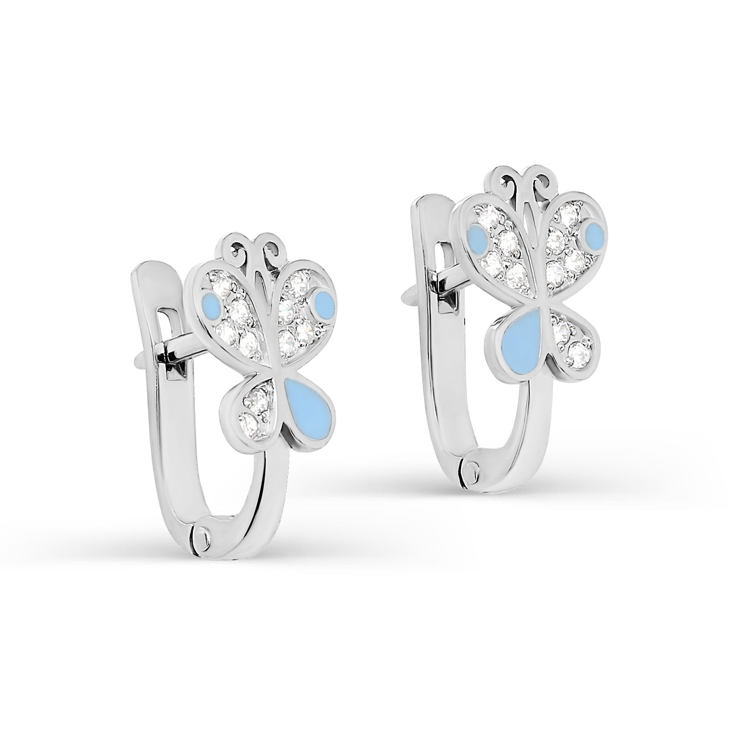 Ювелирное изделие - Серьги из серебра с фианитами и эмалью в магазине Best-Gold 087228