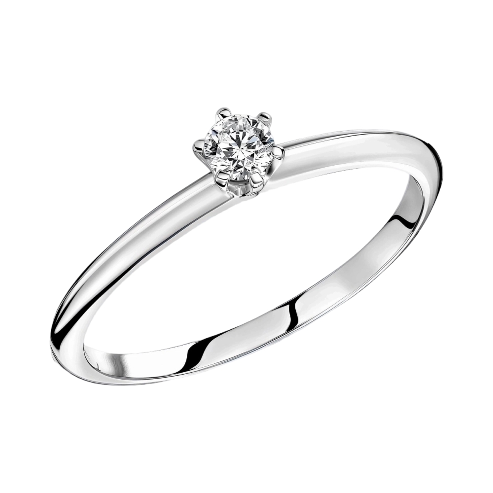 Кольцо помолвочное из белого золота с бриллиантами