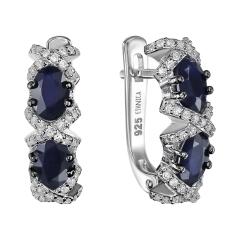 Ювелирное изделие - Серьги из серебра с сапфирами и фианитами в магазине Best-Gold 142268