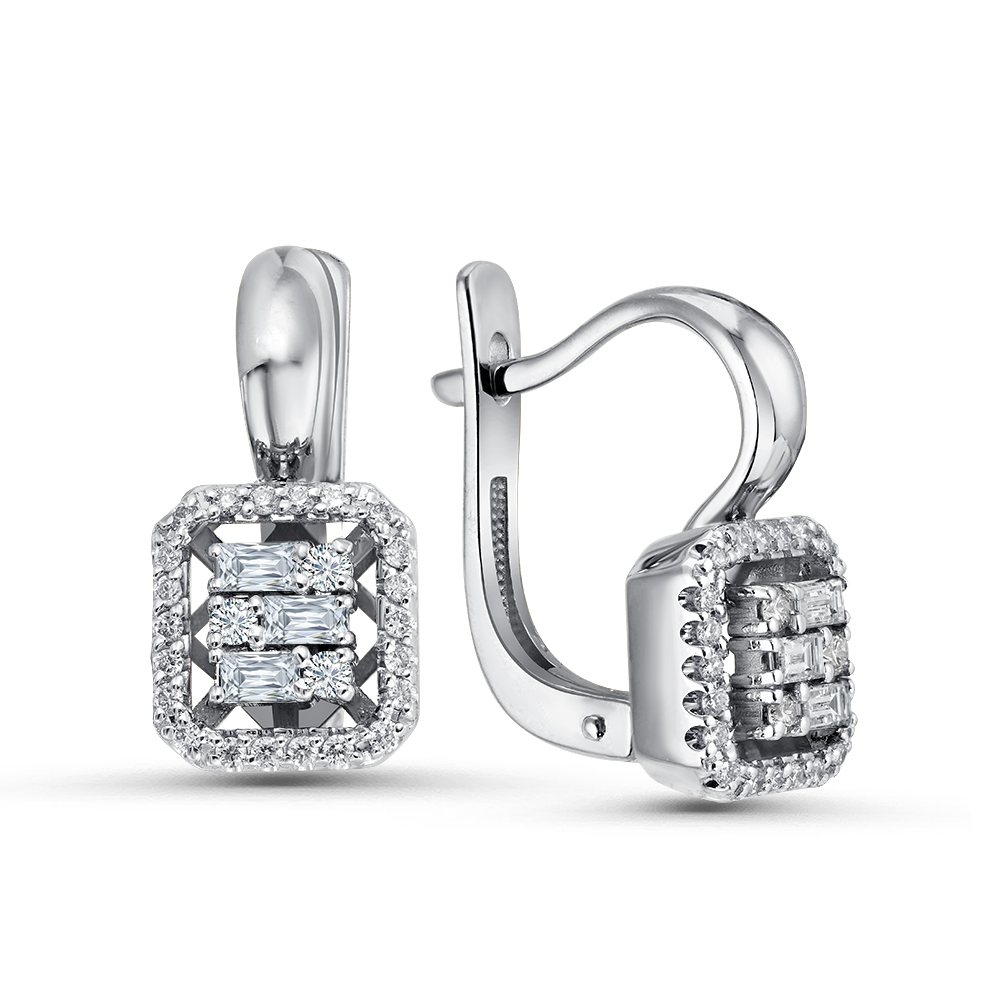 Ювелирное изделие - Серьги из белого золота с бриллиантами в магазине Best-Gold 149913