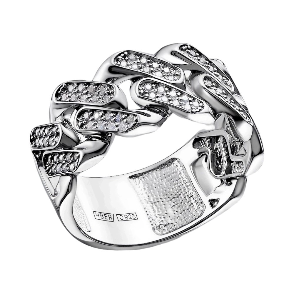 Ювелирное изделие - Кольцо из серебра с фианитом в магазине Best-Gold 032659