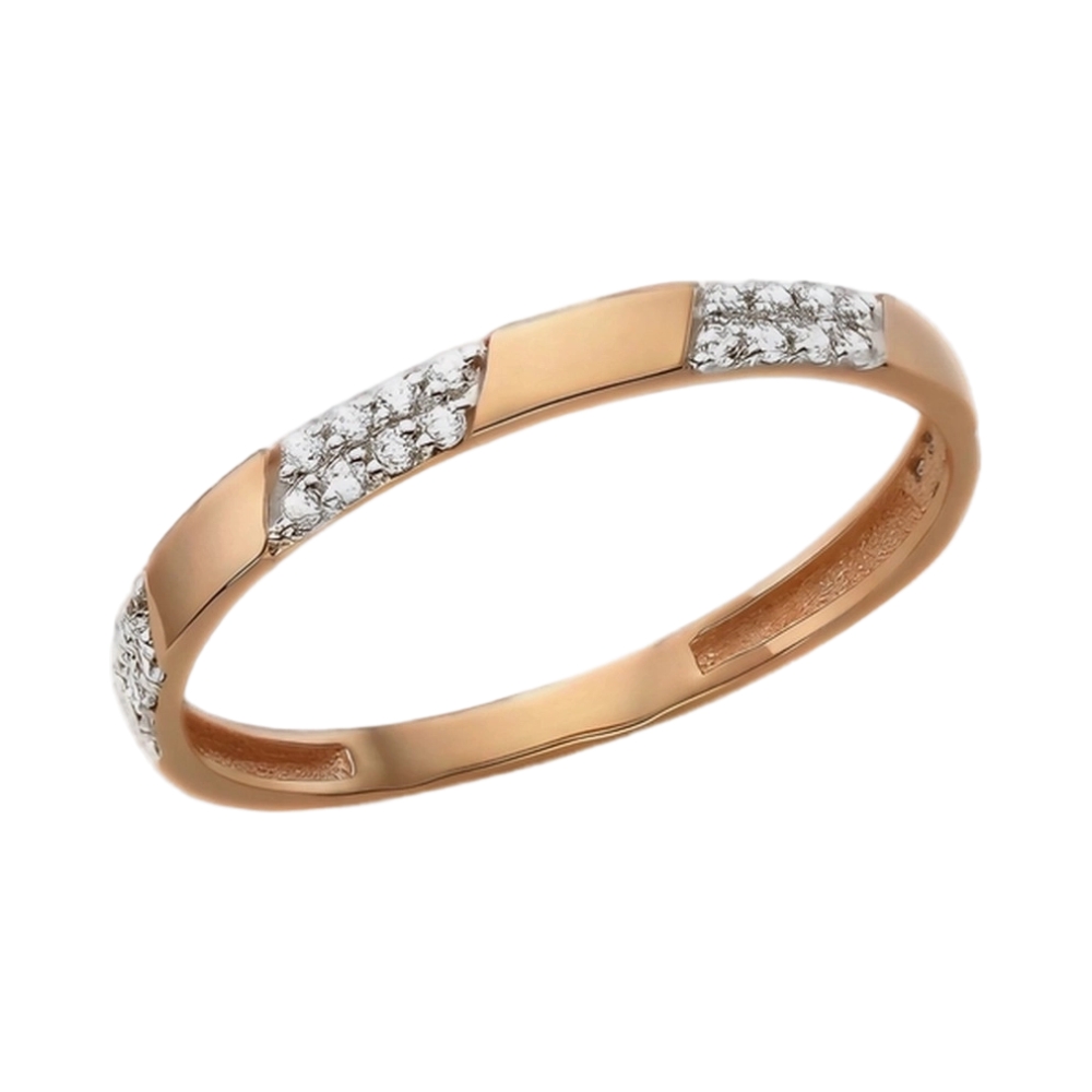 Кольцо из красного золота с фианитами