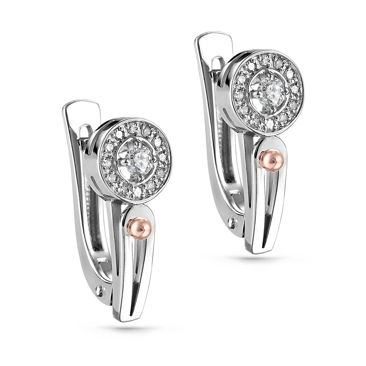 Ювелирное изделие - Серьги из белого золота с бриллиантами в магазине Best-Gold 154957