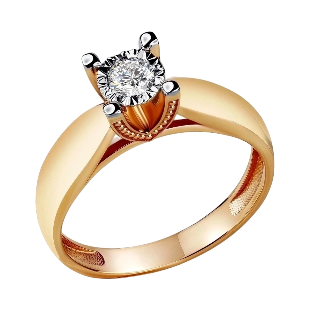 Ювелирное изделие - Кольцо помолвочное из красного золота с бриллиантом в магазине Best-Gold 048175