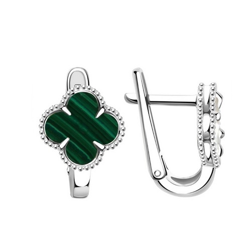 Серьги из серебра с малахитом