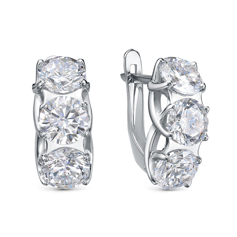 Серьги из серебра с фианитами