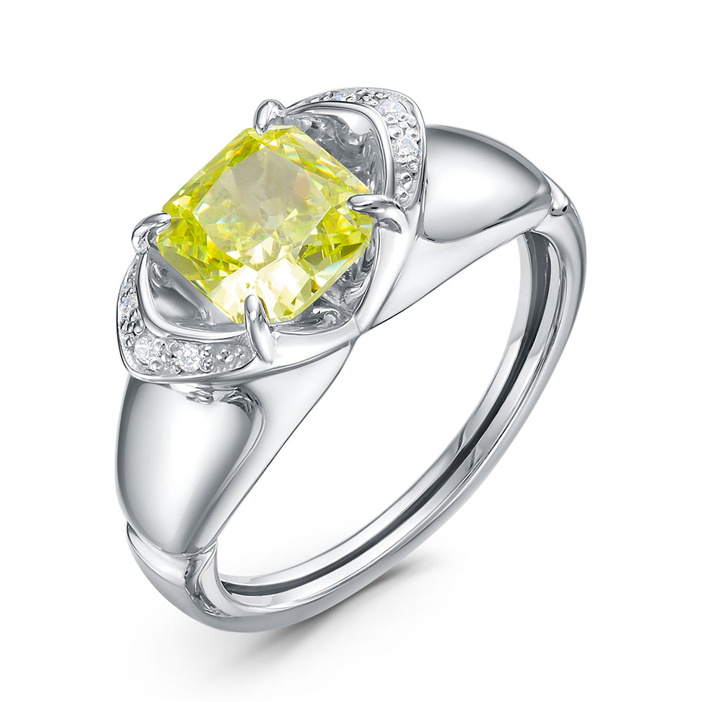 Кольцо из серебра с бриллианитом и фианитами