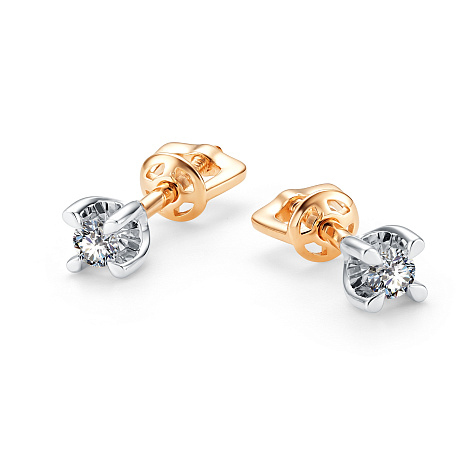 Ювелирное изделие - Серьги из красного золота с бриллиантами в магазине Best-Gold 158576