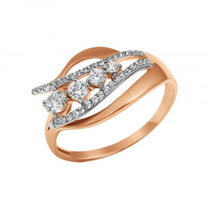 Ювелирное изделие - Кольцо из красного золота с фианитами в магазине Best-Gold 040700