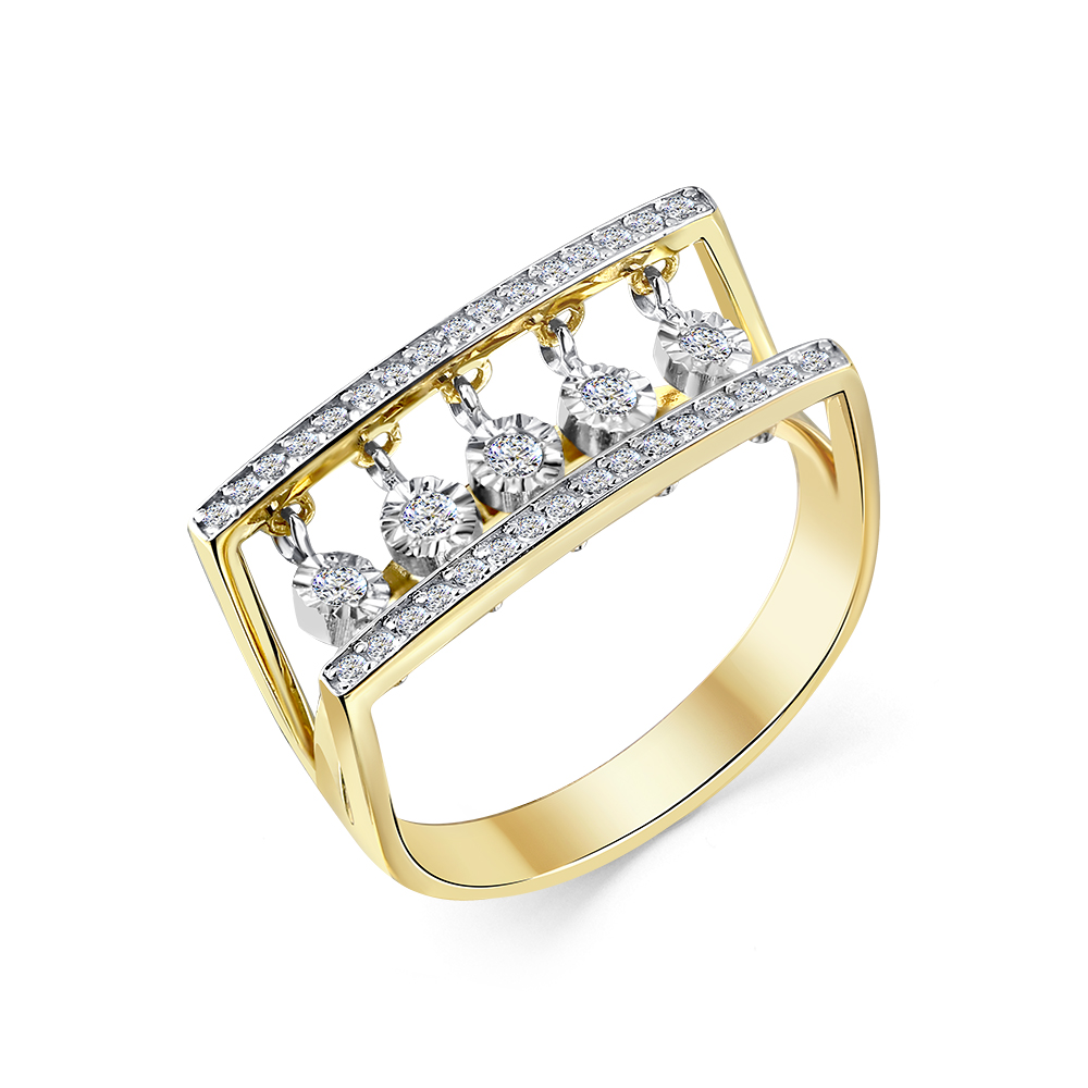 Ювелирное изделие - Кольцо из желтого золота с бриллиантами в магазине Best-Gold 145576