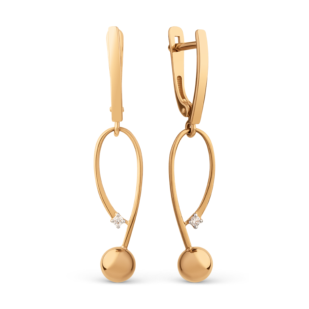 Ювелирное изделие - Серьги из красного золота с фианитами в магазине Best-Gold 155374