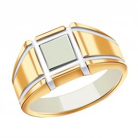 Мужская печатка из красного золота с эмалью