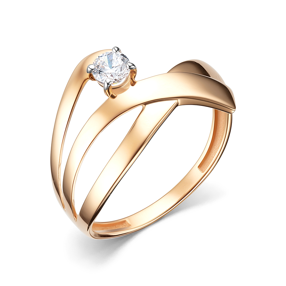 Кольцо из красного золота с фианитом