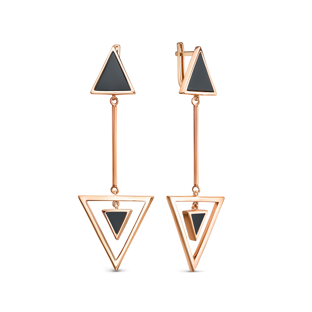 Ювелирное изделие - Серьги из красного золота с ониксом в магазине Best-Gold 134929