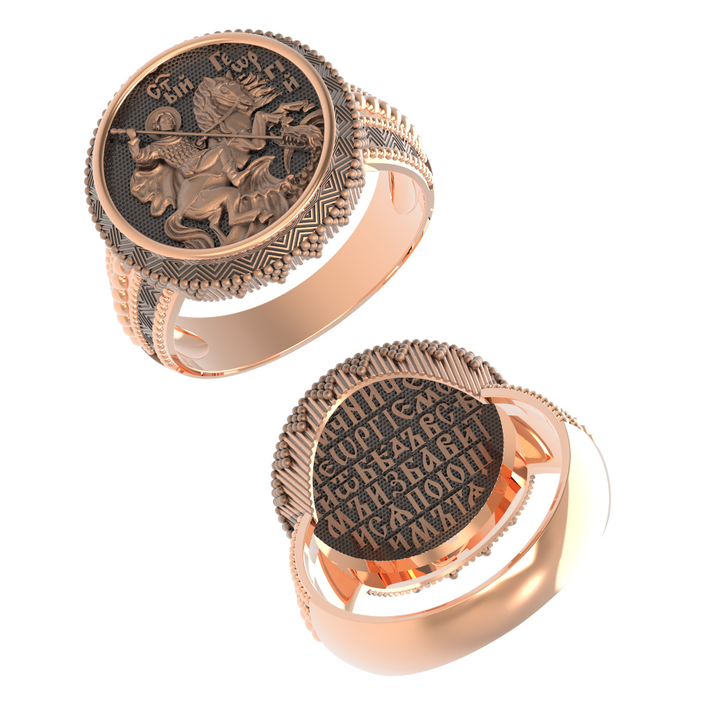 Печатка мужская из красного золота