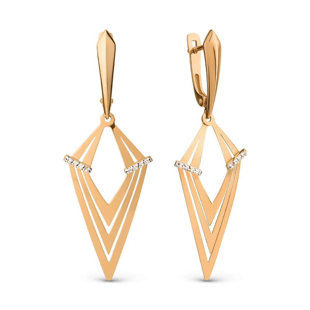 Ювелирное изделие - Серьги из красного золота с фианитами в магазине Best-Gold 155396